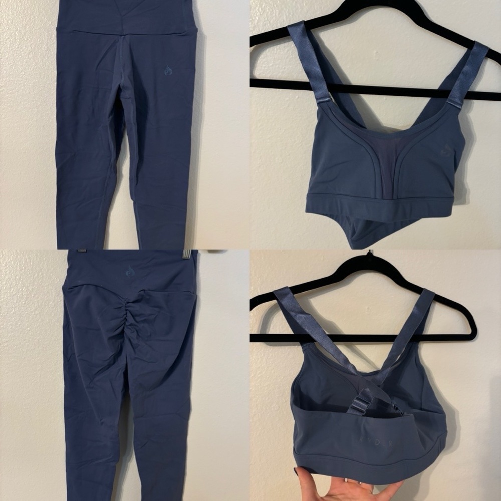 Ryderwear- Women's Blue Yoga Pant and Sports Bra Set (Small)